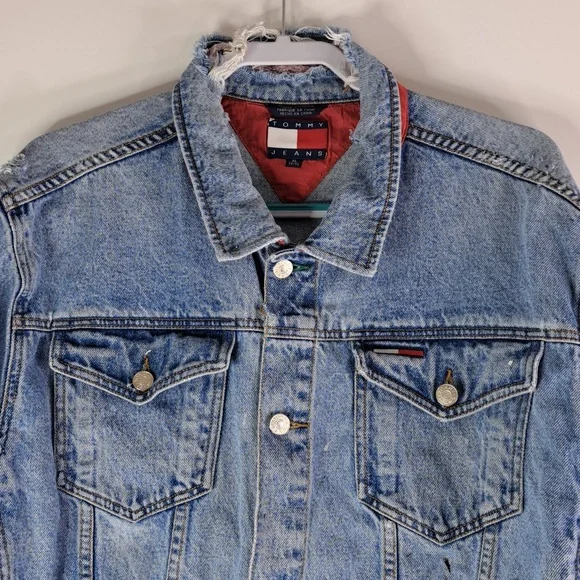 Destroyed Tommy Jean Jacket Size XL - Picture 3 of 17